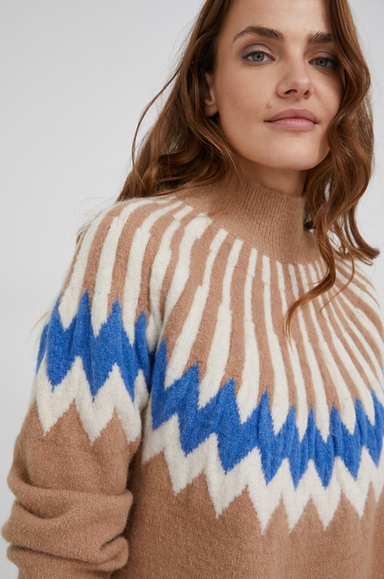 Answear Lab Sweter z domieszką wełny AT5509.1.AJ brązowy
