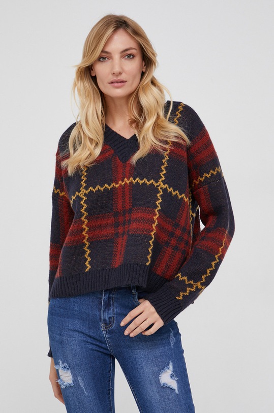 Answear Lab Sweter z domieszką wełny czerwony 2313.AJ