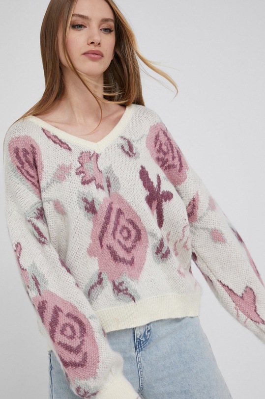 Answear Lab Sweter z domieszką wełny 381109.AJ beżowy WZ21