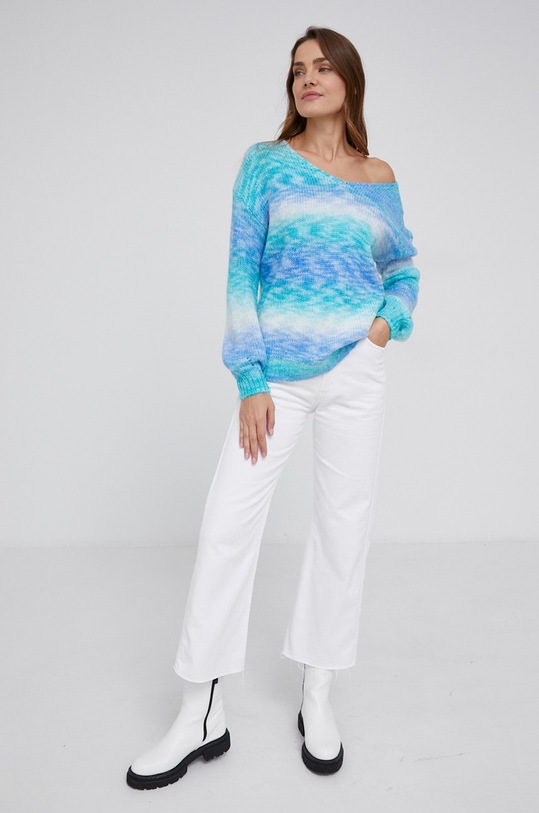 Answear Lab Sweter z domieszką wełny PM8761.1KR turkusowy WZ21