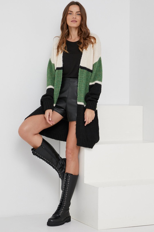 Answear Lab Kardigan z domieszką wełny z domieszką wełny zielony 3092.1.MB