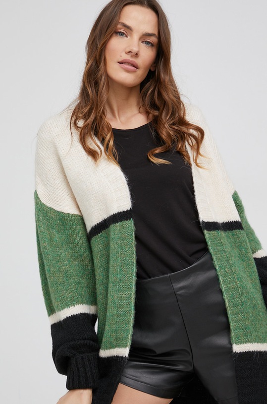 Answear Lab Kardigan z domieszką wełny zielony 3092.1.MB