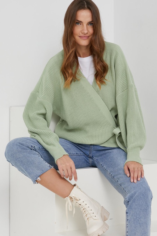 Kardigan Answear.LAB hrubá tyrkysová 5098.1.MB