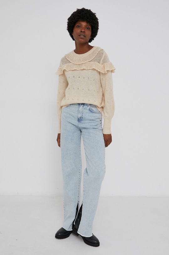 Answear Lab Sweter z domieszką wełny YHC388.AJ beżowy WZ21