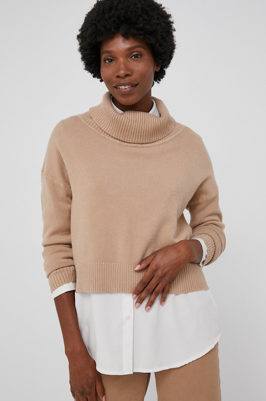 Answear Lab Sweter z domieszką wełny brązowy F3517A.3KR