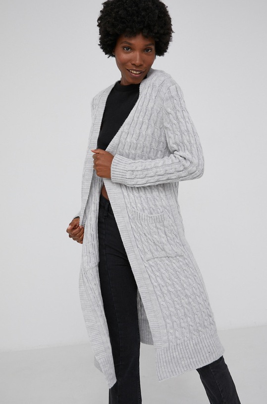 Answear Lab Kardigan z domieszką wełny z domieszką wełny szary 10.2KR