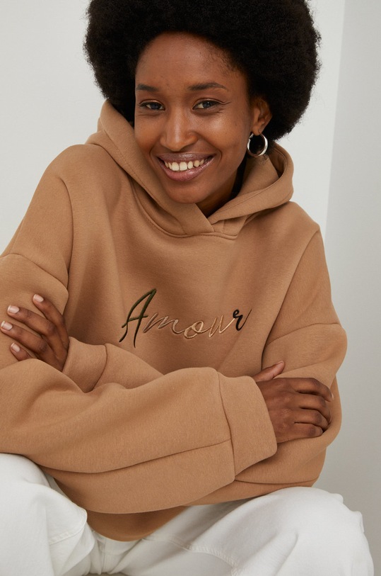 Mikina Answear.LAB s kapucí béžová 431.2WK