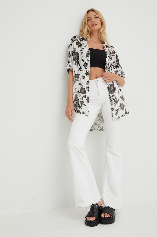 Plátěná košile Answear.LAB Linen Collection 100470.DB bílá WZ22