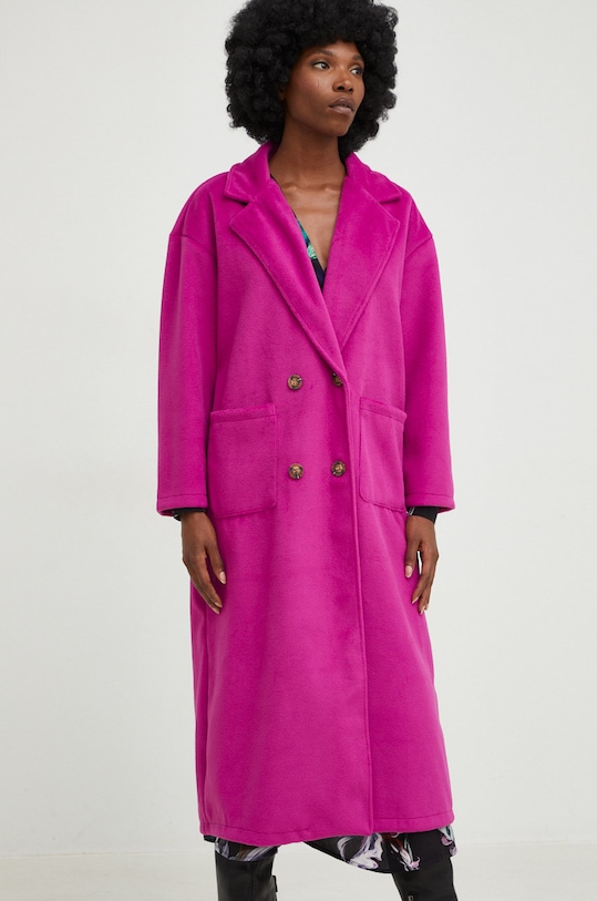 Answear Lab płaszcz bez kaptura różowy y303.3w