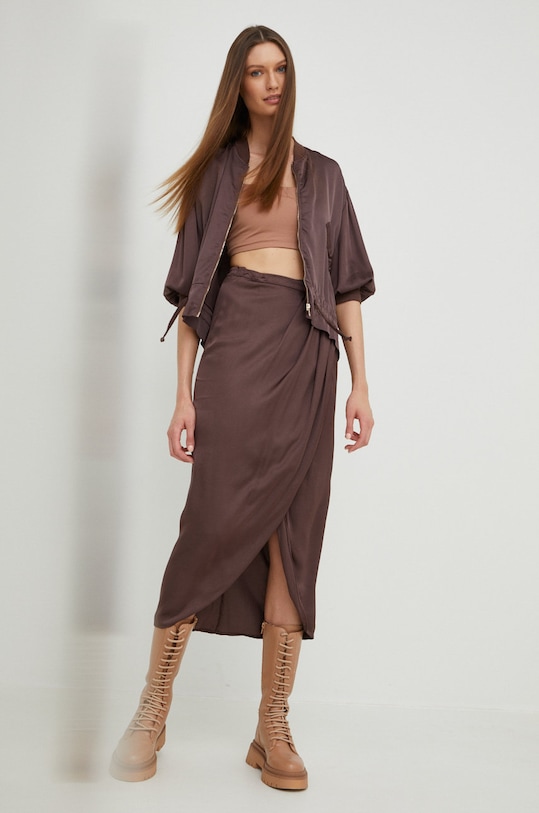 Answear Lab fustă uni maro 91546.WK