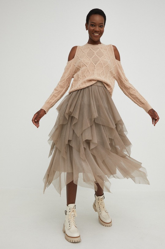 Answear Lab spódnica beżowy 972.W