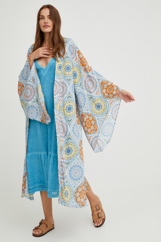 Answear Lab sukienka lniana G28591.1.w niebieski WZ22