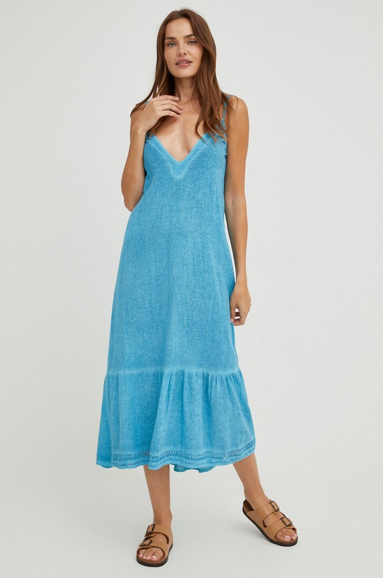 Answear Lab sukienka lniana niebieski G28591.1.w