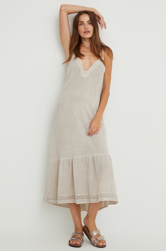 Ľanové šaty Answear.LAB G28591.1.2w béžová WZ22