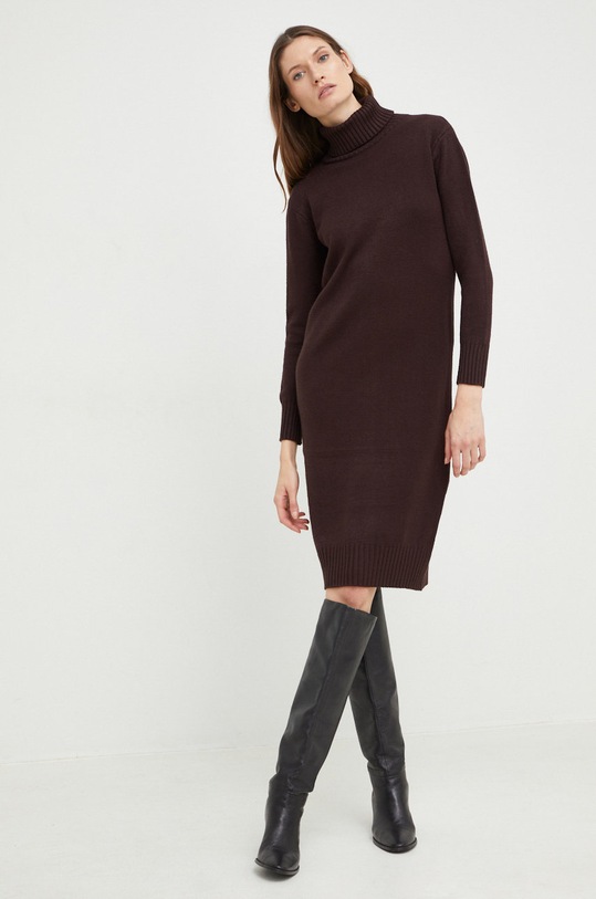 Haljina s primjesom vune Answear.LAB 908.js1 smeđa WZ22