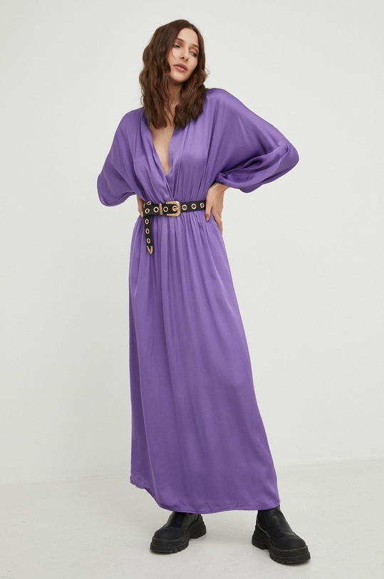 Answear Lab sukienka z jedwabiem fioletowy G12655.1WK