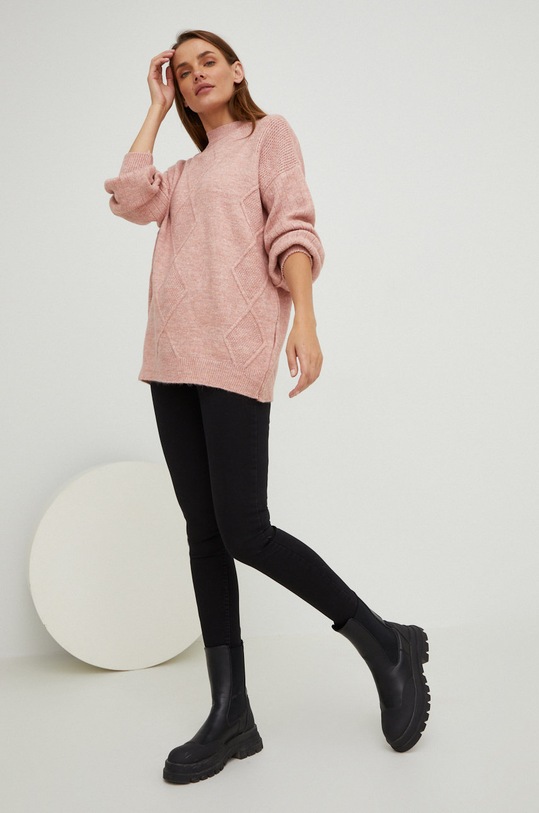 Answear Lab sweter z wełną 22538.2.DB różowy WZ22