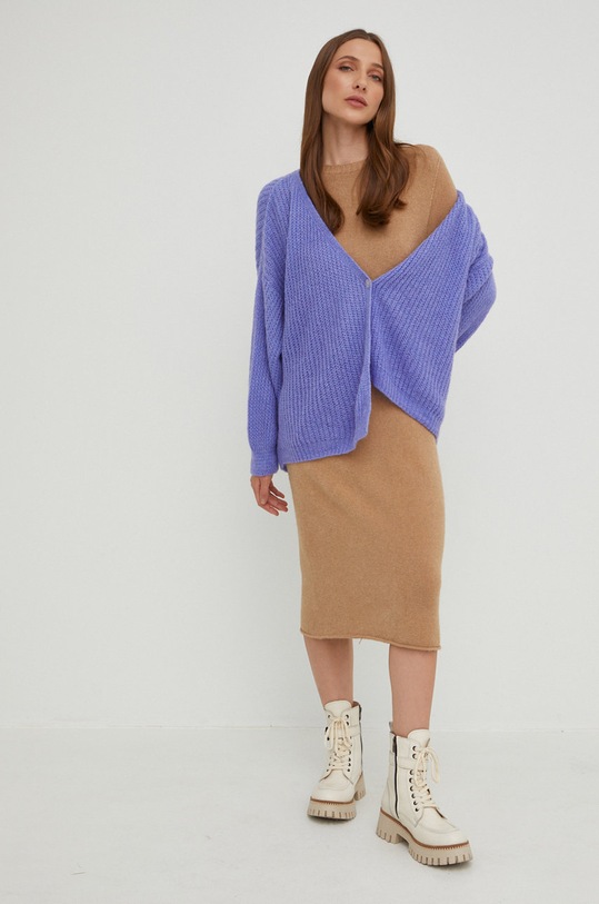 Answear Lab kardigan z wełną 886.2W fioletowy WZ22