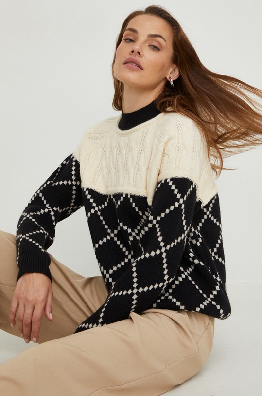 Vlněný svetr Answear.LAB polorolák černá Y237.JS