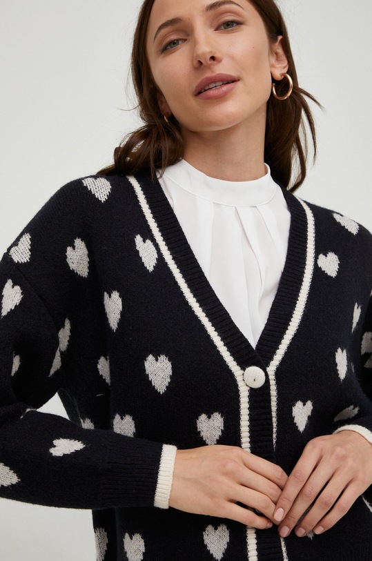 Answear.LAB gyapjú kardigán fekete 52056.w