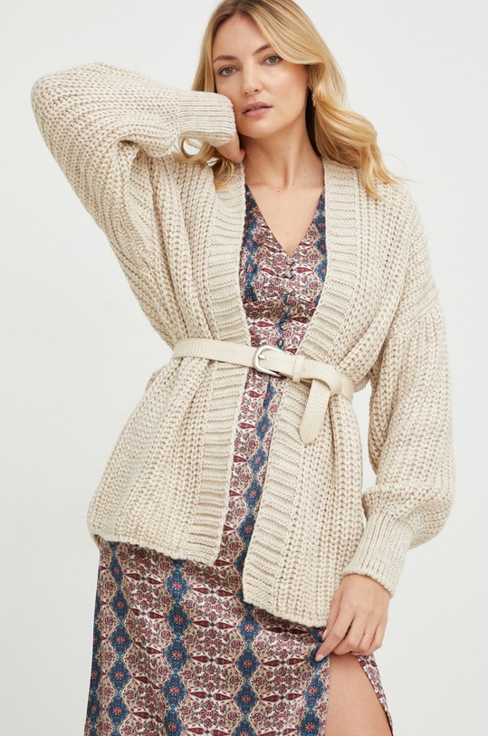 Answear Lab kardigan z wełną z domieszką wełny beżowy 3575.JS2