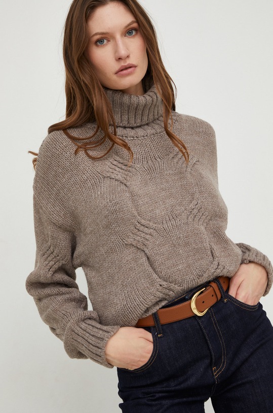 Answear Lab sweter z domieszką wełny z domieszką wełny brązowy 3586.3.JS