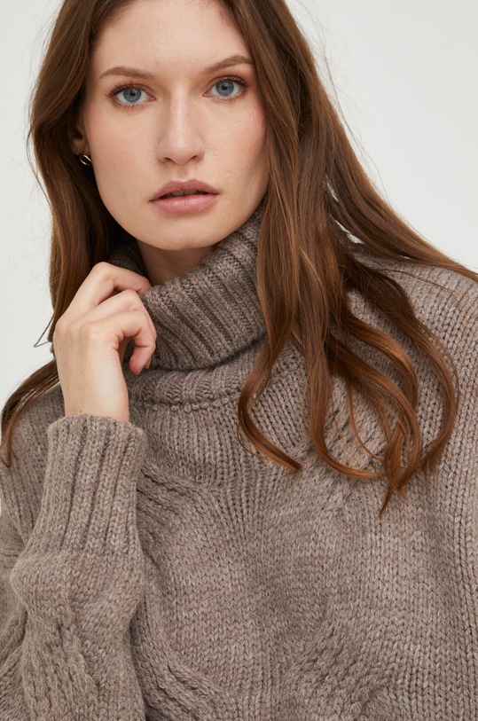 Answear Lab sweter z domieszką wełny brązowy 3586.3.JS