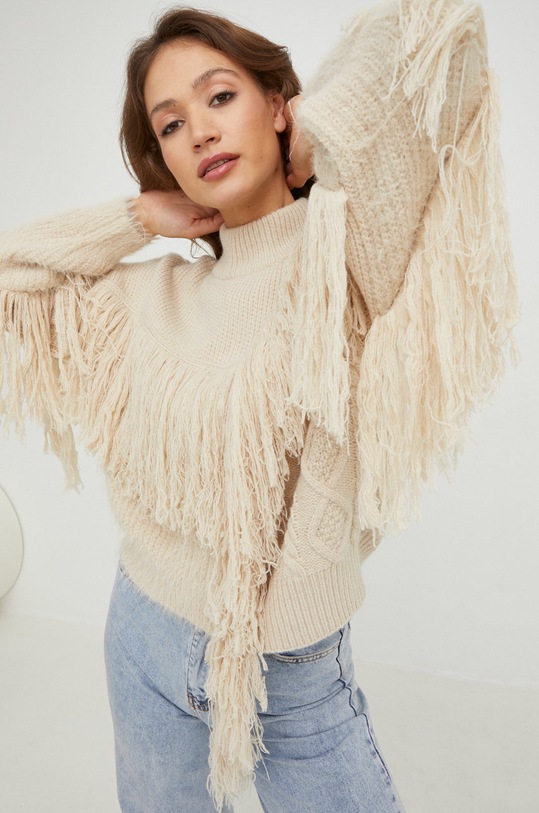 Answear Lab pulover de lana groase bej 2880.w