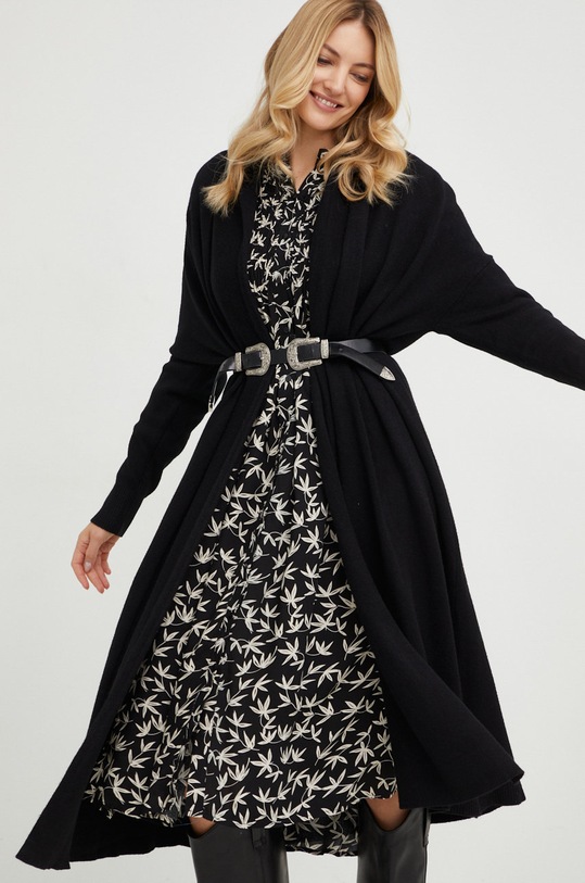 Answear Lab kardigan z wełną z domieszką wełny czarny 3032.WK