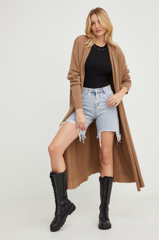 Answear Lab sweter z wełną z domieszką wełny beżowy 3032.1WK