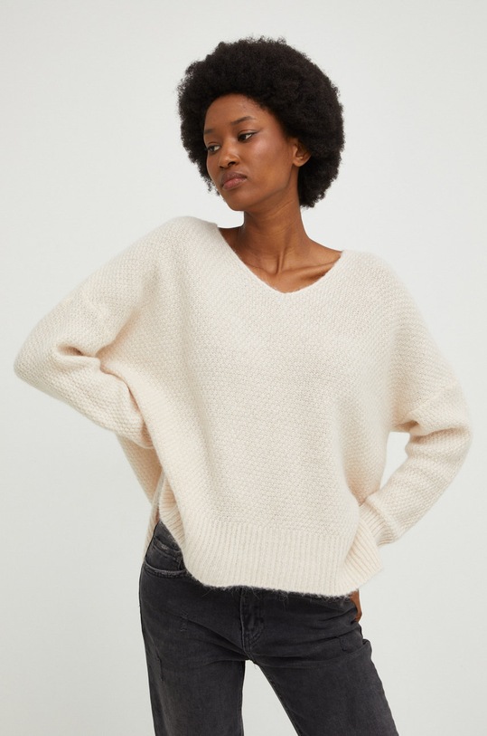 Answear Lab sweter z wełną 9632021.1w beżowy WZ22