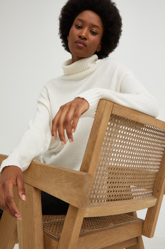 Answear Lab sweter z wełną z domieszką wełny beżowy ka8870.4w