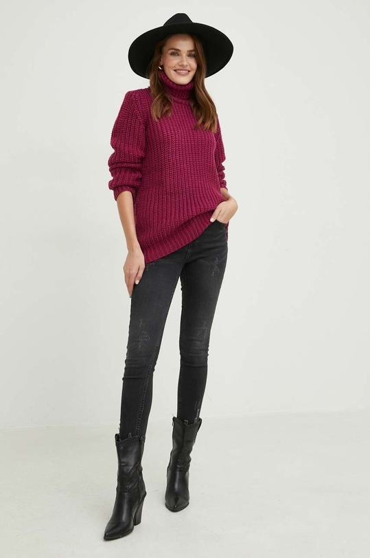 Answear Lab sweter z wełną 190491.WK różowy WZ22