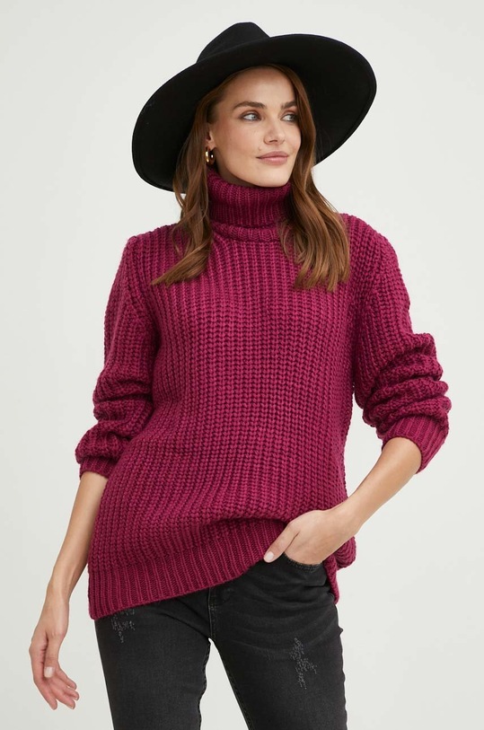 Answear Lab sweter z wełną różowy 190491.WK
