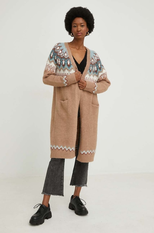 Answear Lab kardigan YH0142.1WK brązowy WZ22