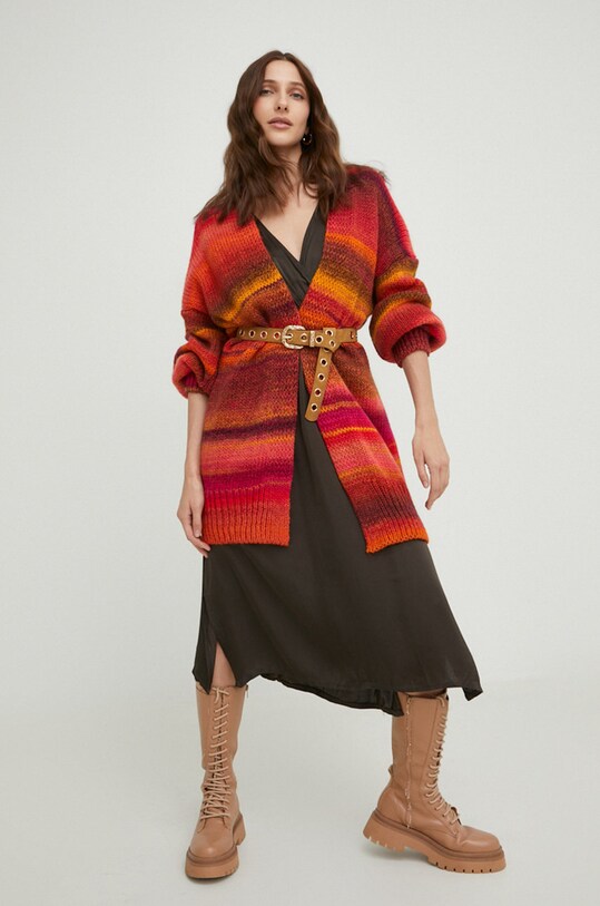 Answear Lab cardigan din lana cu modele portocaliu G10573.1WK
