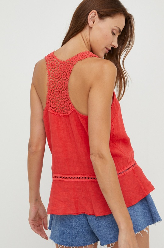 Answear Lab bluzka lniana regular czerwony G1277.1.1w