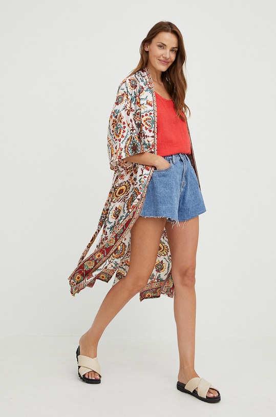 Answear Lab bluzka lniana G1277.1.1w czerwony WZ22