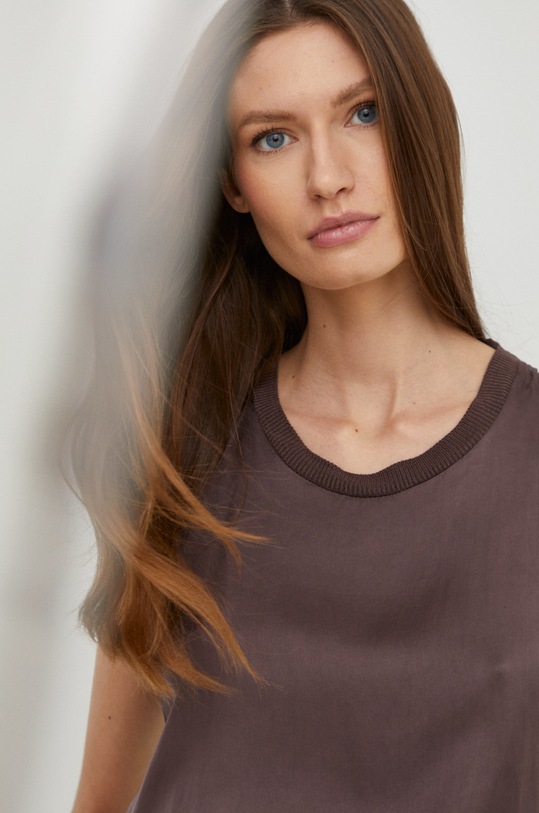 Answear Lab bluzka regular brązowy 91454.WK