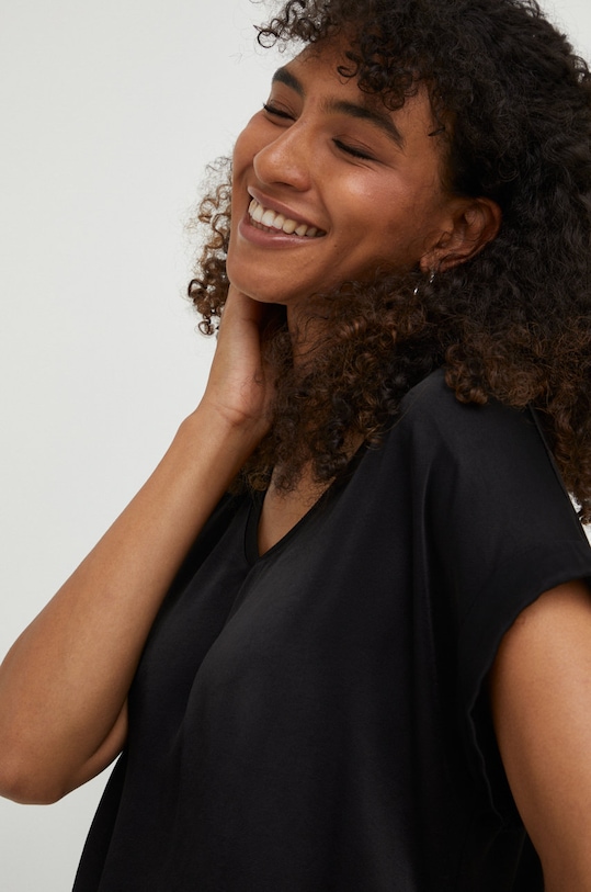 Tričko Answear.LAB V výstřih černá 63653.WK