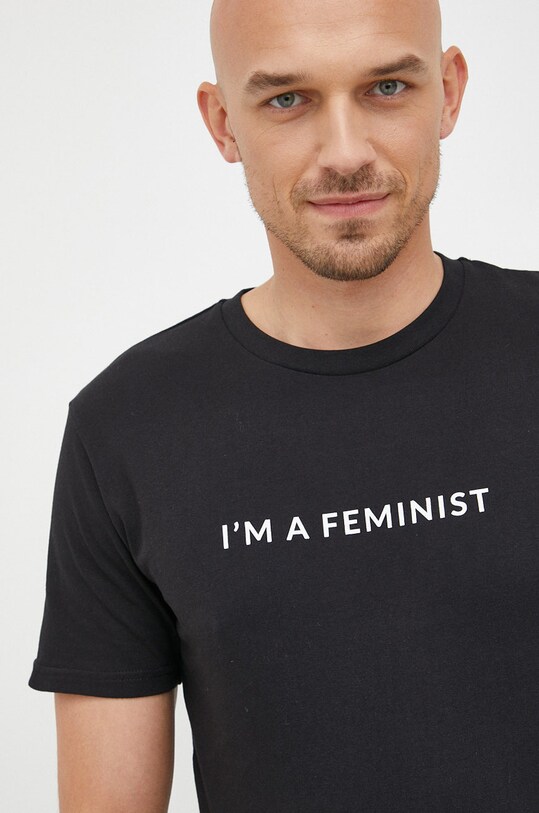 Answear Lab t-shirt bawełniany X kolekcja limitowana BE SHERO czarny LYNKM.JS.