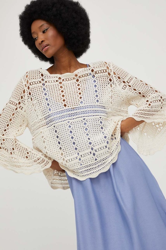 Answear Lab bluza din bumbac uni bej 240.KK