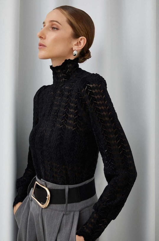 Answear Lab longsleeve uni negru 36081.fh