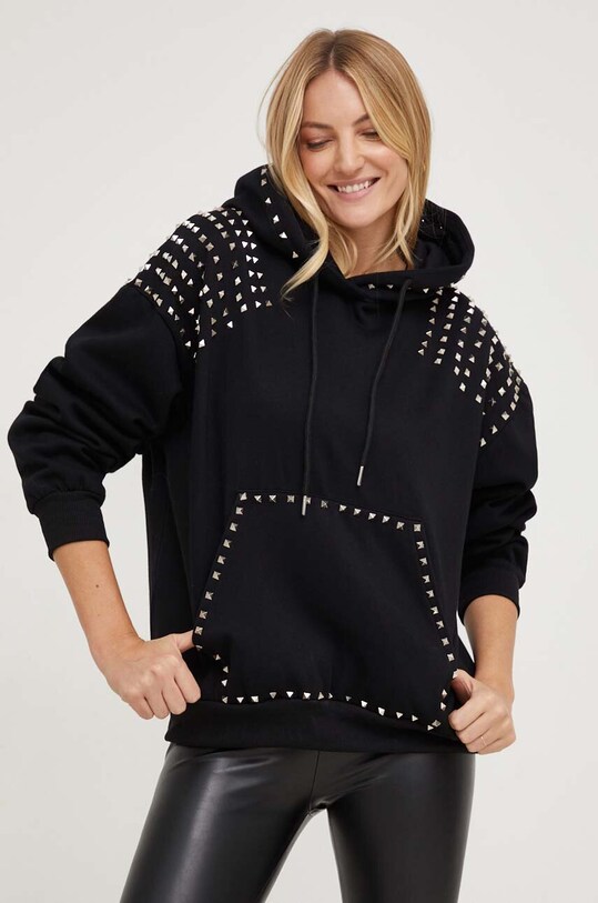 Answear Lab bluza bawełniana z kapturem czarny WJ9132.HH