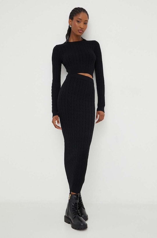 Answear Lab set pulover și fustă tricotaj negru 7575.FWK