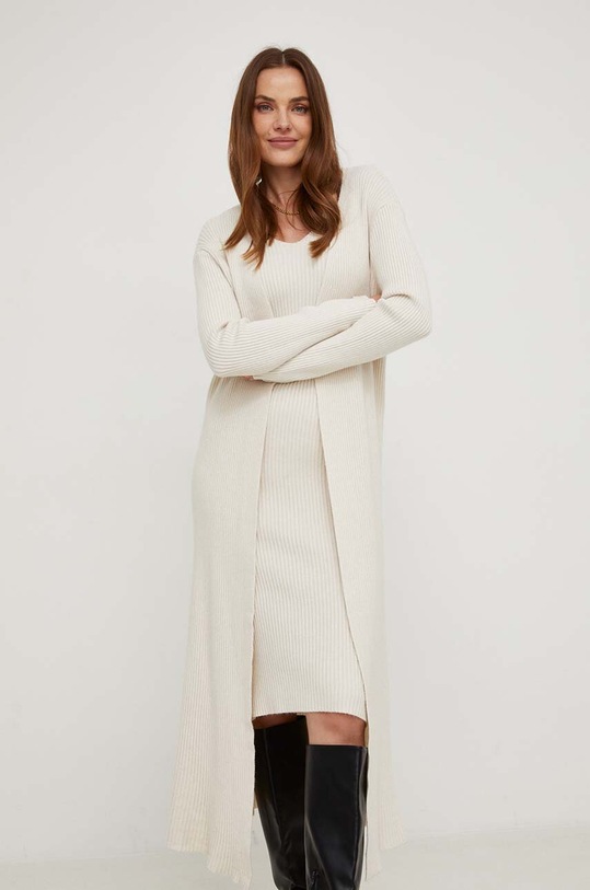 Answear Lab rochie și cardigan W0911.HWK bej
