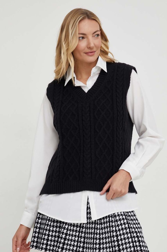 Answear Lab koszula i kamizelka tkanina czarny 13724.hd