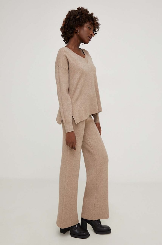 Komplet pulover i hlače Answear.LAB pletivo bež ymss259.FKK