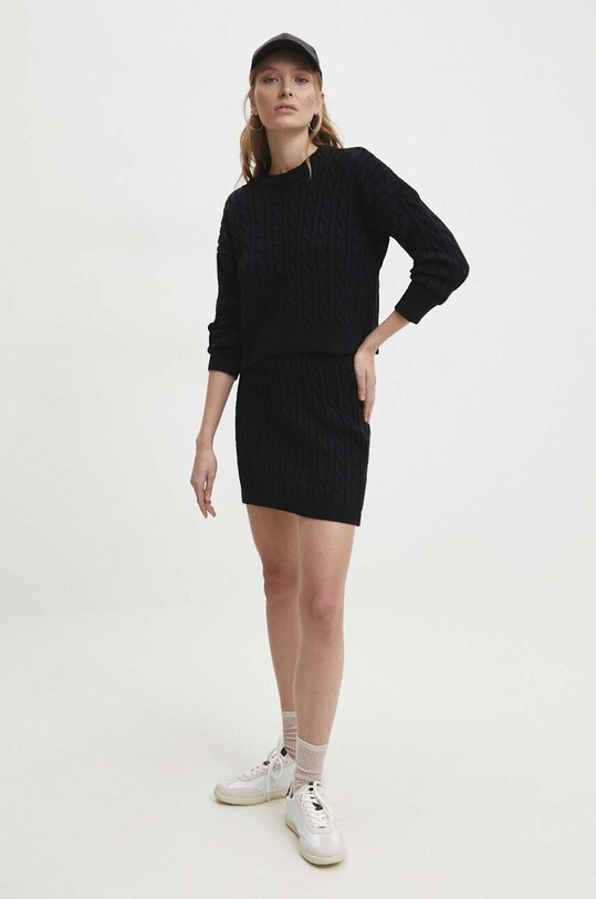 Answear Lab compleu pulover si fustă tricotaj negru 9433.tjs