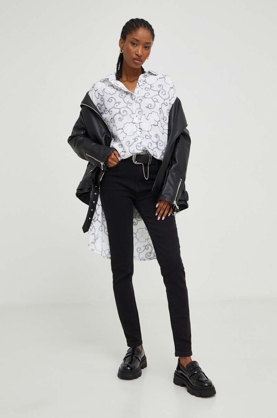 Answear Lab cămașă de in 33421Z.ih alb WZ23